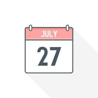 ícone do calendário de 27 de julho. 27 de julho data do calendário mês ícone ilustrador vetorial vetor