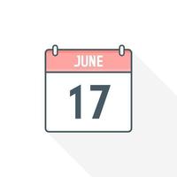 ícone de calendário de 17 de junho. 17 de junho data do calendário mês ícone ilustrador vetorial vetor