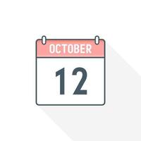 ícone do calendário de 12 de outubro. 12 de outubro data do calendário mês ícone ilustrador vetorial vetor