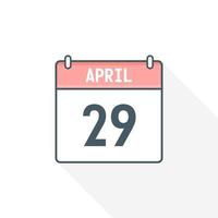 ícone do calendário de 29 de abril. 29 de abril data do calendário mês ícone ilustrador vetorial vetor