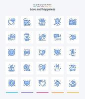 pacote de ícones azul de amor criativo 25, como foto. imagem. Presente. Câmera. localização vetor