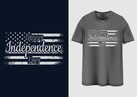 feliz dia da independência design de t-shirt vetor