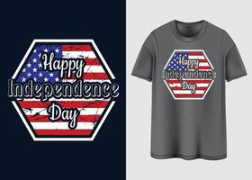 feliz dia da independência design de t-shirt vetor