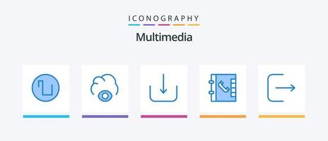 pacote de ícones multimídia azul 5, incluindo . ui. multimídia. design de ícones criativos vetor