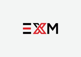 letra exm abstrata marca design de logotipo minimalista vetor