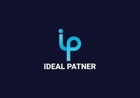 modelo de design de logotipo de marcas de letras abstratas minimalistas de ip de parceiro ideal vetor
