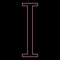 neon iota símbolo grego letra maiúscula fonte maiúscula cor vermelha ilustração vetorial imagem estilo simples vetor