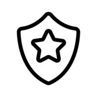 escudo com linha de ícone de estrela isolada no fundo branco. ícone liso preto fino no estilo de contorno moderno. símbolo linear e curso editável. ilustração vetorial de traço perfeito simples e pixel vetor