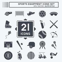conjunto de ícones equipamentos esportivos. relacionado ao símbolo de equipamentos esportivos. estilo glifo. design simples editável. ilustração simples vetor