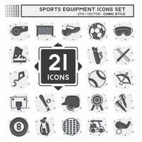 conjunto de ícones equipamentos esportivos. relacionado ao símbolo de equipamentos esportivos. estilo cômico. design simples editável. ilustração simples vetor