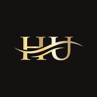 logotipo vinculado à letra hu para identidade de negócios e empresas. modelo de vetor de logotipo de letra inicial hu