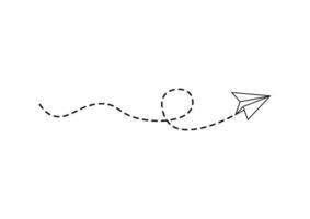 linha tracejada rota de avião de papel vetor