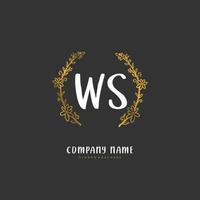 ws caligrafia inicial e design de logotipo de assinatura com círculo. logotipo manuscrito de design bonito para moda, equipe, casamento, logotipo de luxo. vetor