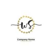 ws caligrafia inicial e design de logotipo de assinatura com círculo. logotipo manuscrito de design bonito para moda, equipe, casamento, logotipo de luxo. vetor