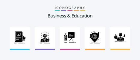 pacote de ícones de glifo 5 de negócios e educação, incluindo dinheiro. transação. pessoa. progresso. gráfico. design de ícones criativos vetor