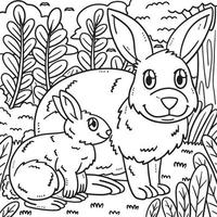desenho de mamãe coelha e bebê coelho para colorir vetor