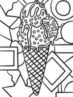 desenho de sorvete em cone de comida doce para colorir vetor