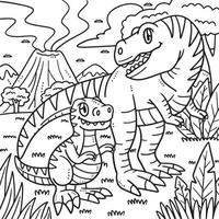 desenho de mãe t-rex e bebê t-rex para colorir para crianças vetor
