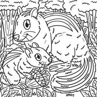 desenho de mãe esquilo e bebê esquilo para colorir vetor