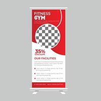 ginásio de fitness corporal roll up banner standee para negócios de ginásio vetor