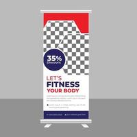 ginásio de fitness corporal roll up banner standee para negócios de ginásio vetor