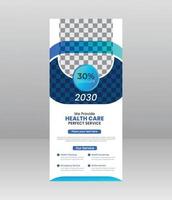 banner de enrolamento médico moderno e elegante, modelo de folheto médico para hospital, médico, enfermeira e promoção de saúde. x banner, banner roll-up corporativo vetor