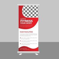 ginásio de fitness corporal roll up banner standee para negócios de ginásio vetor