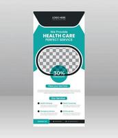 banner de enrolamento médico moderno e elegante, modelo de folheto médico para hospital, médico, enfermeira e promoção de saúde. x banner, banner roll-up corporativo vetor