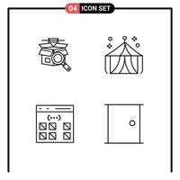 Pacote de 4 linhas de interface de usuário de sinais e símbolos modernos de codificação de caixa e elementos de design de vetores editáveis de desenvolvimento de feira de compras