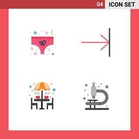 4 pacote de ícones planos de interface de usuário de sinais e símbolos modernos de roupas, móveis, roupas íntimas, acabamento, guarda-chuva, elementos de design vetorial editáveis vetor