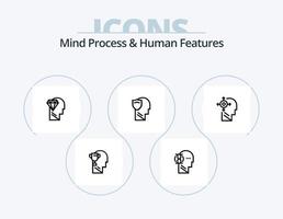 processo mental e design de ícone de linha de recursos humanos 5 design de ícone. pensar. idéia. baixa. cabeça. alvo vetor