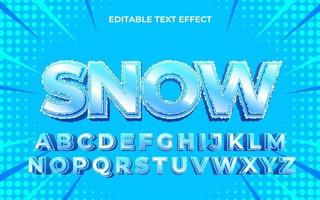 efeito de texto 3d de neve com tema de gelo. modelo de tipografia azul para produto de gelo vetor