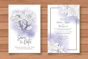 lindo conjunto de cartão de convite de casamento floral aquarela vetor