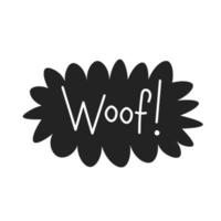 estilo doodle de inscrição woof vetor