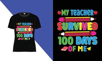 100 dias de escola, design de camiseta de cem dias, design de camiseta de tipografia vetorial, camiseta de comemoração de 100 dias vetor