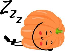 engraçado mascote abóbora laranja dormindo vetor