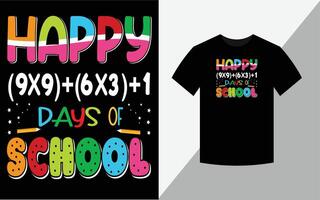 feliz 100º dia de escola, design de camiseta vetor