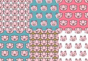 Conjunto de padrões de rosto de porco vetor