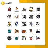 25 ícones criativos, sinais e símbolos modernos de bug, salvar guarda multimídia, tristes elementos de design de vetores editáveis