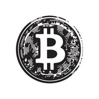elegante logotipo preto símbolo de bitcoin em um fundo branco - vector