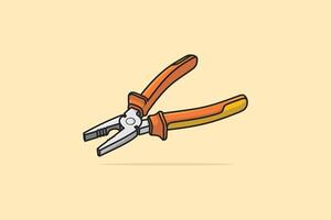 ferramenta alicate de metal com ilustração vetorial de alça de borracha. conceito de ícone de objeto de equipamento de ferramenta de trabalho mecânico e eletricista. ferramentas manuais para reparação, construção, construção e manutenção.