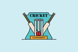 design de logotipo de distintivo de torneio de partida de críquete profissional. conceito de ícone de objeto de esporte. design de modelo de logotipo de críquete. logotipo de críquete de emblema de crachá, time de críquete, design de logotipo de clube de equipe. vetor