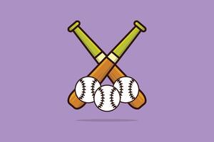 bastões de beisebol em ilustração vetorial de sinal cruzado. conceito de ícone de objeto esportivo. varas de madeira para ícone de apostas de beisebol. equipamento de jogo de esporte americano. vetor
