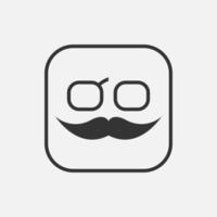 ícone de logotipo de óculos de caixa de bigode vetor
