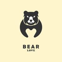 gráficos vetoriais do ícone do logotipo do urso do amor vetor