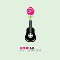 vector combinação de guitarra acústica ícone do logotipo rosa