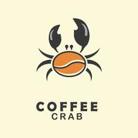 ilustração do logotipo do ícone gráfico vetorial de um caranguejo de combinação de corpo de café vetor
