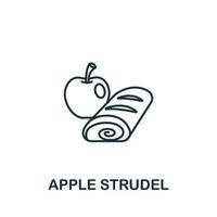 ícone de strudel de maçã da coleção de padaria. símbolo de strudel de maçã de elemento de linha simples para modelos, web design e infográficos vetor