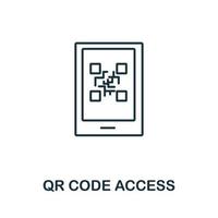 ícone de acesso ao código qr da coleção de segurança cibernética. ícone de acesso de código qr de linha simples para modelos, web design e infográficos vetor