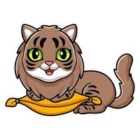 lindo desenho de gato siberiano no travesseiro vetor